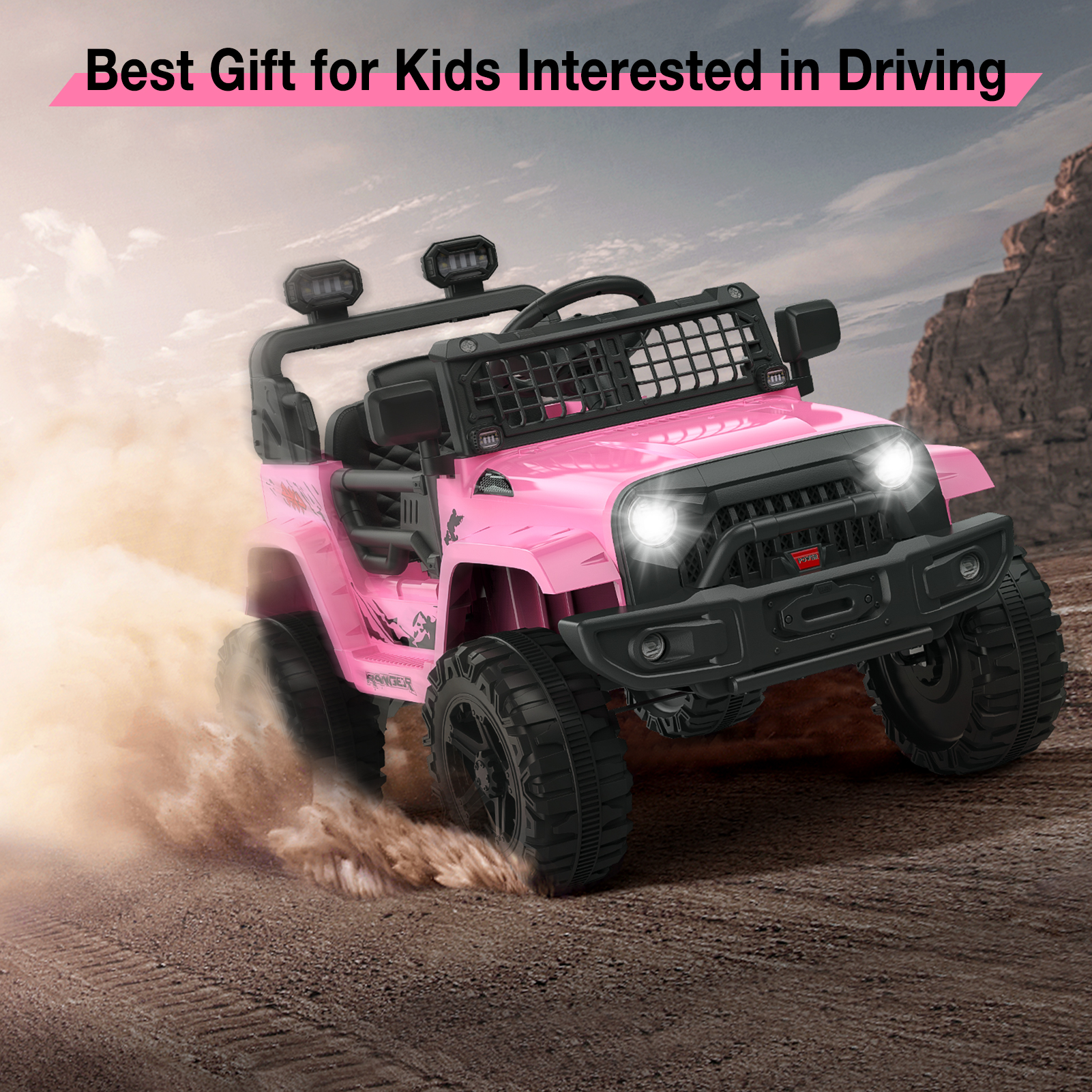 CazToi 12V Kids Ride On Truck Toddlers Battery Powered Electric Vehicle with Remote Control Ride On Toy Car for Boys Girls 3-8