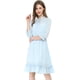 thumbnail image 3 of Vestido Corto de Gasa Allegra K con volantes y Manga 3/4 para Mujer Azul L, 3 of 6