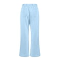 thumbnail image 6 of WTOBBY Women's Fashion Loose Drawstring Waist Solid Color Cargo Pants, Elastic Band Flare Leg Joggers Casual Comfortable Athletic Wear for Women,Sky Blue M, 6 of 7