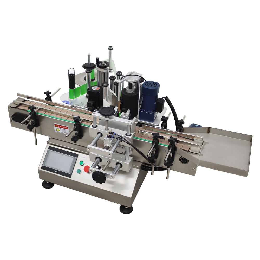Conveyor Round Bottle High Speed Marking Labeling Machine Automatic Round Bottle Label Applicator Desktop Labeler Maker with Emergency Stop Switch and Touch Screen 110V 20-30PCS/min