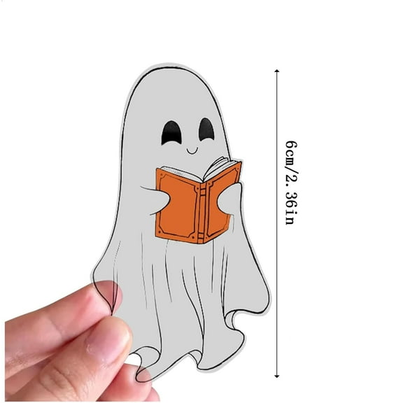 Yulucky Bookmarks Transparent Clear Cute Ghost Bookmark Halloween Reading Waterproof Plastic Page Markers 5 Pack|Acrylic,White