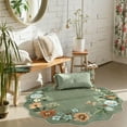 thumbnail image 3 of Moynesa 3' Floral Round Area Rug, Washable Rugs for Bedroom Ultra-Thin Soft Rug, Non-Slip Small Boho Circle Carpet for Entryway Kitchen Laundry Bathroom,Green, 3 of 8