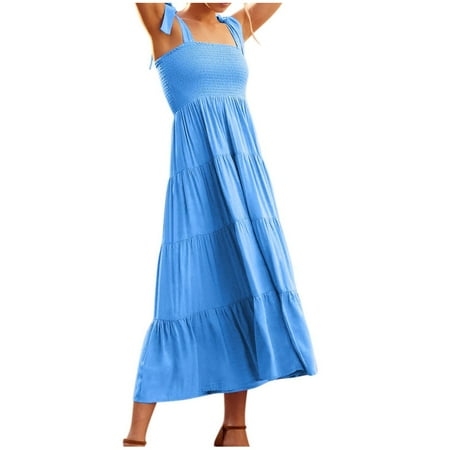 

Long Sleeve Dress for Women Women s Fashion Comfortable Casual Solid Color Suspender Pleated Long Dress Maternity Dress Sweater Dress for Women Prom Dress Clearance Blue XL