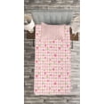 thumbnail image 3 of Ambesonne Pink Green Quilted Bedspread Set 2 Pcs, Checkered Flower Petals, Twin Size, Pale Pink White, 3 of 3