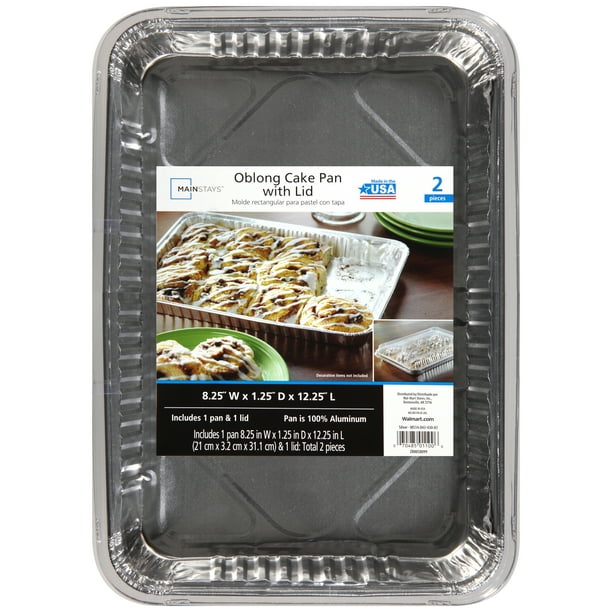 Mainstays Oblong Cake Pans with Lids, 2 Count