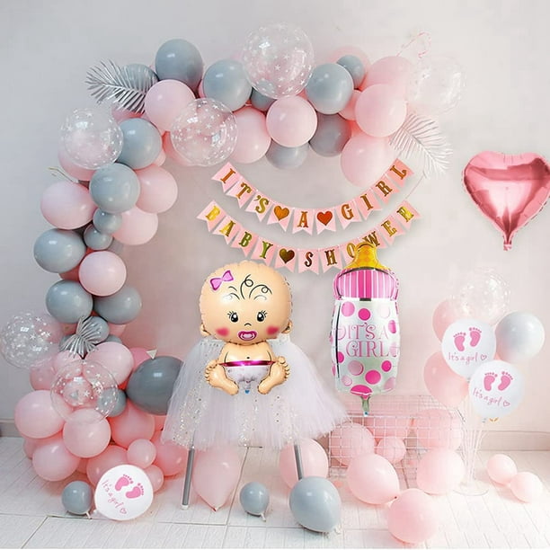 LXZS-BH Blue And Pink 1st Birthday Banner Glitter ONE And Heart Shapes For  Baby Girl Baby Shower High Chair Decoration Wall Decor : : Toys &  Games