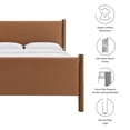 thumbnail image 4 of Platform Bed Frame, Queen, Walnut Tan, Faux Leather, Hotel Bedroom, Modern Contemporary, HB38194, 4 of 9