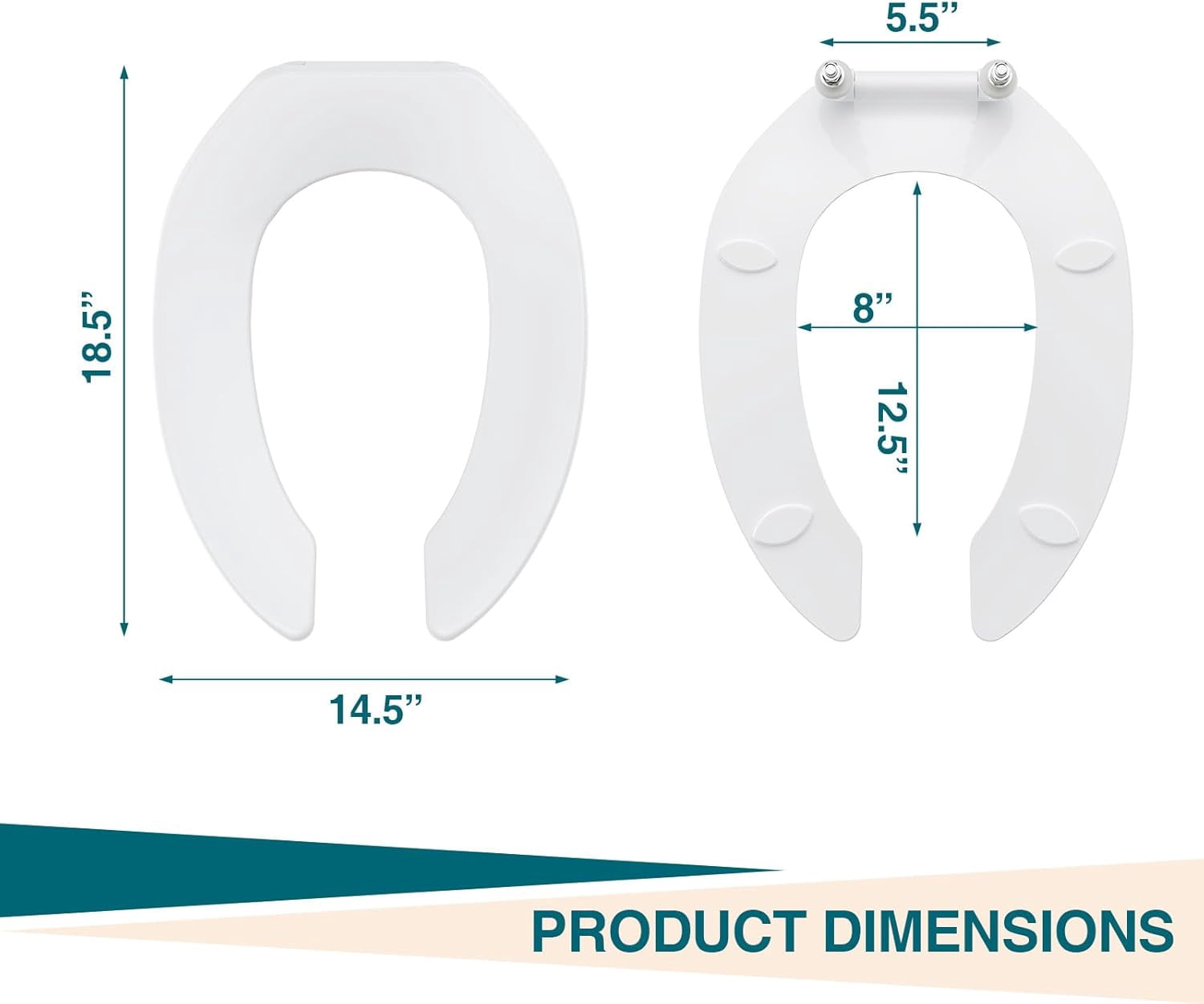 18.5" Elongated Open Front Toilet Seat - Heavy Duty Plastic, Easy Clean & Install, Perfect for Churches, Schools & Hospitals - Durable & Comfortable