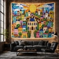 thumbnail image 6 of Cityscape Depicted Mosaic with Tile Effect Numerous Buildings, Mystical Fantasy for Space Lovers, Galaxy Room Decor, Graduation Gift, Tapestry Wall Hanging for Bedroom and Dorm, 6 of 7