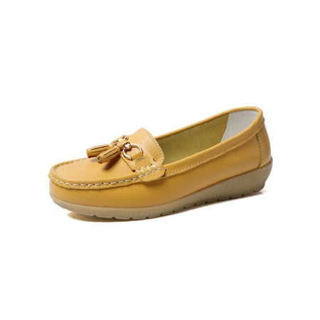 

Lacyhop Womens Flats Slip On Loafers Non-Slip Casual Driving Shoes Yellow 10