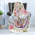 thumbnail image 4 of Watercolor Soft Flannel Fleece Throw Blanket, Nautical Anchor Covered by Flourishing Ivy Blossoms Romance Love Rose Image, Cozy Plush for Indoor and Outdoor Use, 50" x 60", Multicolor, by Ambesonne, 4 of 5