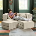 thumbnail image 5 of Jaxx Zipline Convertible Sleeper Loveseat & Ottomans, Textured Microvelvet - Ivory, 5 of 7