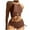 Coffee, variant on Efsteb Bikinis Sets for Women Fashion Solid Color Bathing Suits Halter Bandage Bikini Sets Two Piece Swim Suit Swimwear (Coffee,L)