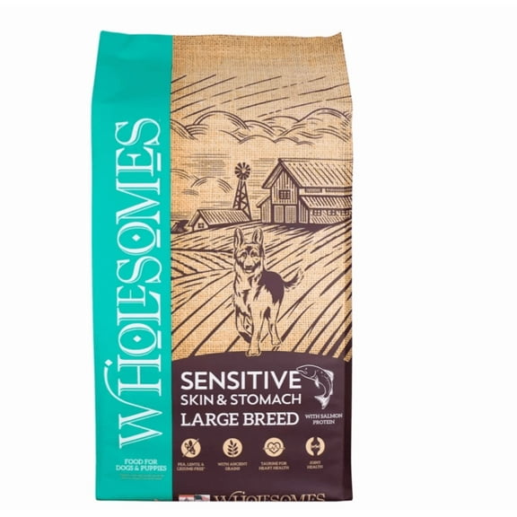 Wholesomes Large Breed Adult Sensitive Skin and Stomach Salmon Recipe Dry Dog Food, 30 lb. Bag