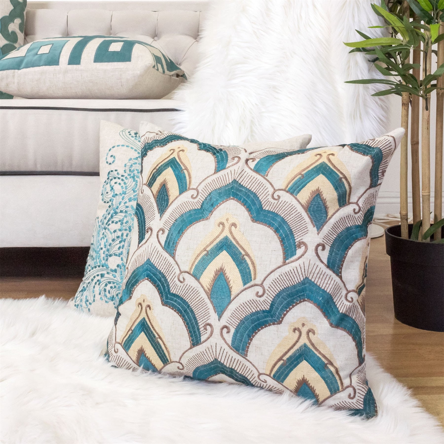 Shelly Multi Color Geometric Polyester 20 in. x 20 in. Throw Pillow