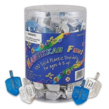 Zion Judaica Metallic Dreidels, Box of 100, Blue & Silver