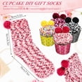 thumbnail image 4 of KYGABAK 4 Pairs Christmas Fuzzy Cupcake Socks for Women Girl Fluffy Slipper Socks DIY Gift Boxes for Winter Valentines-Style C, 4 of 12