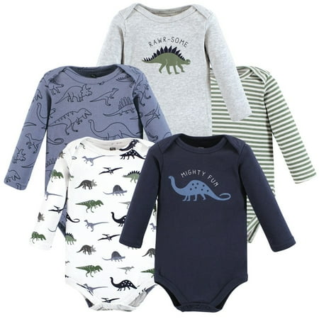 

Hudson Baby Cotton Long-Sleeve Bodysuits Blue Green Dino 12-18 Months