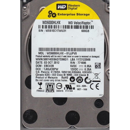 WD6000HLHX-01JJPV0, DCM EBCV2B, Western Digital 600GB SATA 2.5 Hard Drive