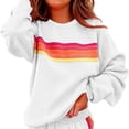 thumbnail image 2 of Womens Casual Pullover Sweatshirts Oversized Crewneck Long Sleeve Tops Fashion Striped Print Loose Fit Outfits Workout Lounge, 2 of 5
