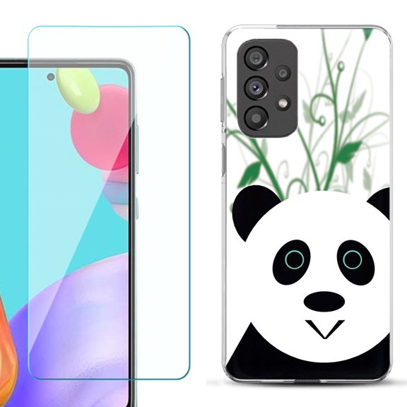 Slim-Fit Gel TPU Phone Case for Samsung Galaxy A33 5G, with Tempered Glass Screen Protector, by OneToughShield ® - Panda