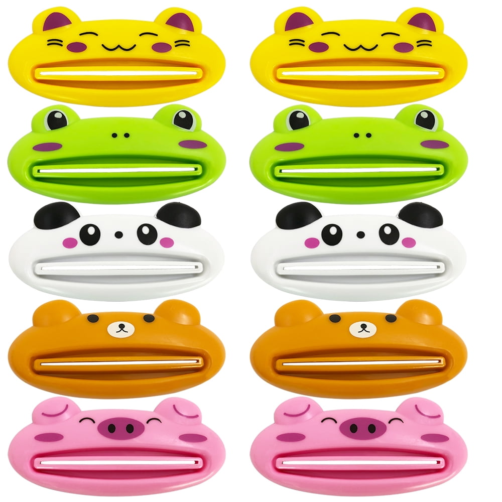 YuCool 10 Pack Cartoon Animal Plastic Toothpaste Clips for  Bathroom-Panda,Pig,Frog,Bear,Cat 
