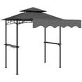 thumbnail image 6 of Dark Gray Outdoor Grill Gazebo BBQ Pavilion Double Top Adjustable Awning with Side Shelves and Hooks, 6 of 7