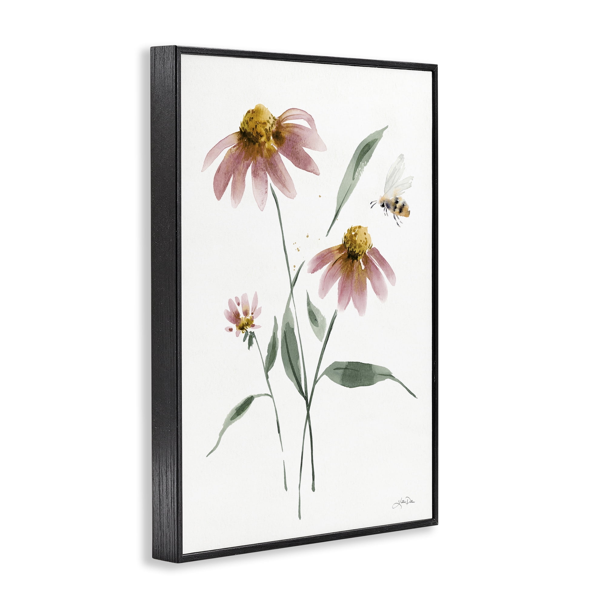 Stupell Industries Wild Honeybloom Florals Botanical & Floral Painting Black Framed Art Print Wall Art, 16 x 24
