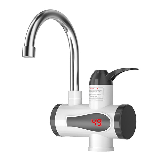 110V Instant Tankless Electric Water Heater Faucet 360° Rotating Hot Water Faucet with Intelligent LED Digital Display Fast Heating Tap for Home Kitchen Bathroom Restaurant, 1Pc(White2,6.9x5.7")