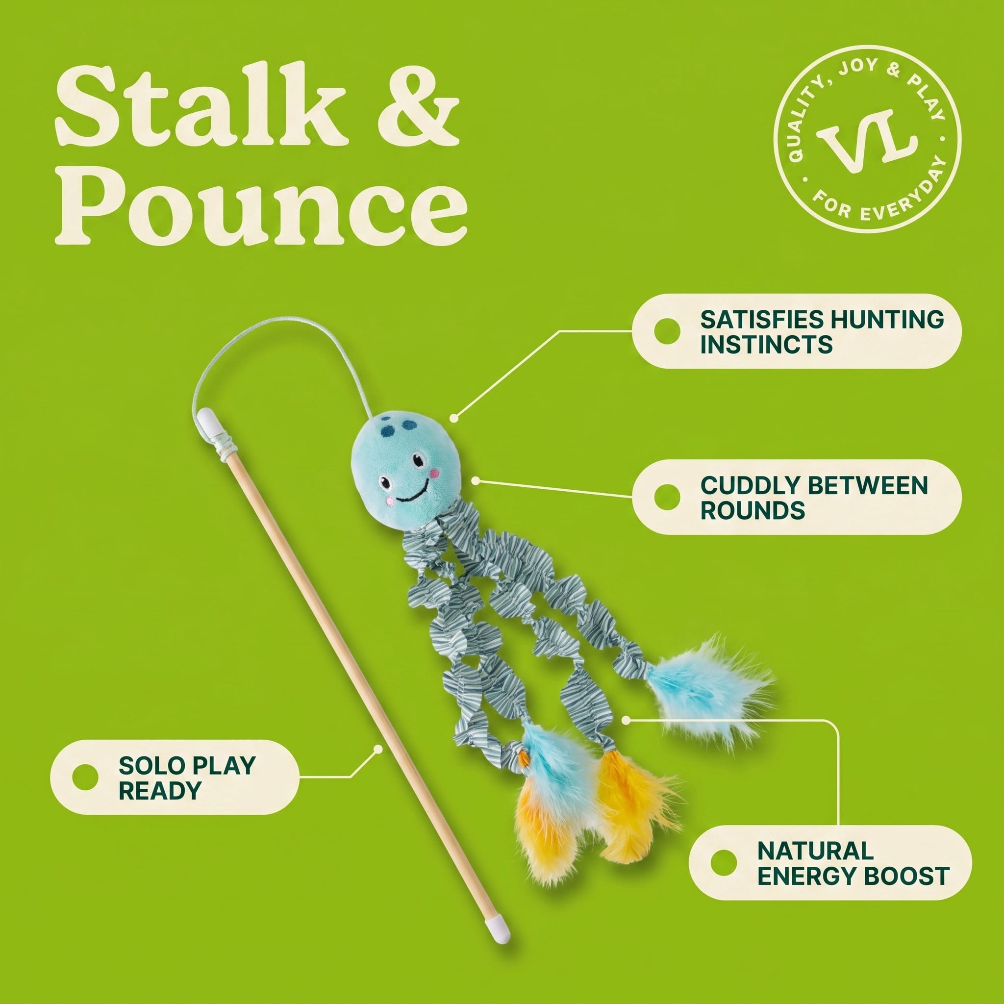 (2 pack) Vibrant Life Jellyfish Teaser Cat Toy with Catnip, 18"