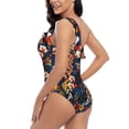 thumbnail image 5 of Yiaed Orchids Flowers Print Women One Piece Swimsuits Tummy Control One Shoulder Bathing Suits Pattern Ruffle Swimwear-Medium, 5 of 8
