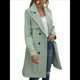 thumbnail image 3 of Gabardina Larga Cruzada de Larga para Mujer, Cortavientos, Clásica, con Solapa y Cinturón. Verde M, 3 of 5