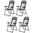 thumbnail image 1 of Gymax Lot de 4 Chaises Pliantes Chaises Inclinables Réglables avec Appuie-Tête Patio Jardin Gris, 1 of 10