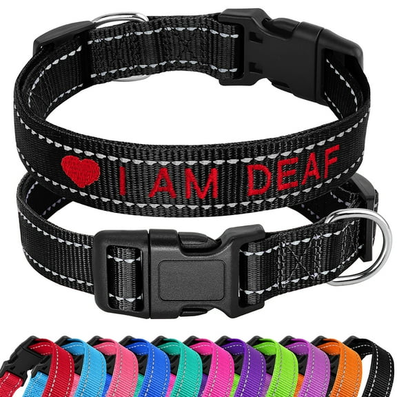 Didog Custom Personalized Dog Collar Embroidered Pet ID Name Number Reflective Nylon