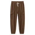 thumbnail image 4 of Rrxhxhs Cargo Pants for Men Solid Color Corduroy Drawstring Elastic Waist Loose Casual Joggers with Multi Pockets,S, 4 of 9