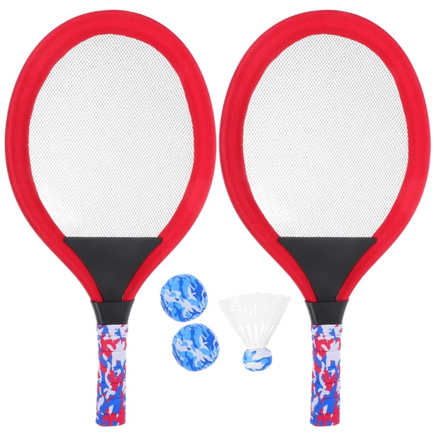 1 par de raquetas de tenis para niños, raquetas ovaladas de bádminton para jugar, accesorios de juego para jardín de infantes, escuela primaria, deportes al aire libre (rojas)