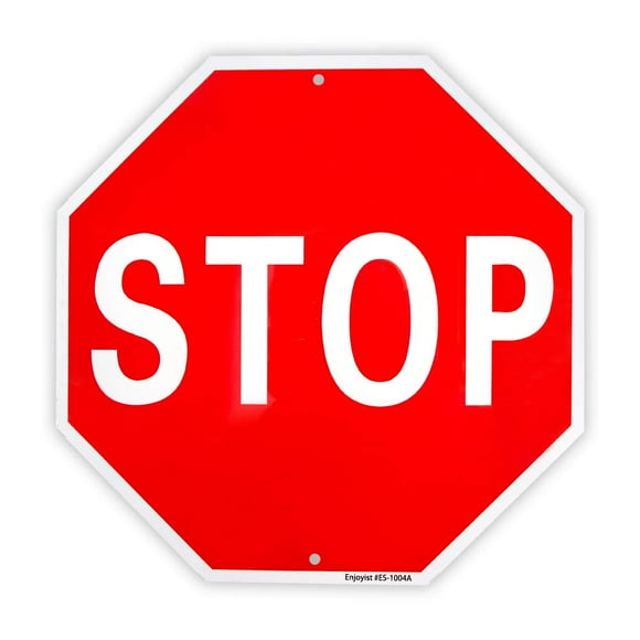 Enjoyist Large Stop Sign Street Slow Warning Reflective Signs 24""x 24"" 40 Mil Rust Free Aluminum Sign, UV Protected and Weatherproof