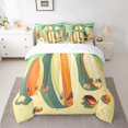 thumbnail image 2 of Sports Twin Comforter Set 7 Pieces Beach Theme Bedding Comforter Sets, Beige Orange Teal Bed in a Bag Surfboard Print Bedding Set, Ocean Wave Sea Shell Bed Sheets Set Room Decorative, 2 of 4