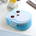 thumbnail image 1 of Oleegame 1PC Produce Storage Plastic Cartoon Cute Owl Box Children Sealed Microwave PP Lunch Box Blue, 1 of 8