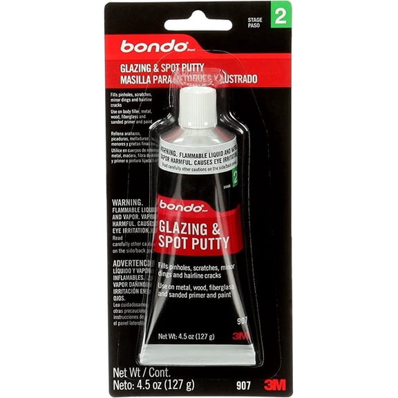 Bondo Glazing and Spot Putty - Fills Imperfections, Fast Dry - 4.5 oz, White
