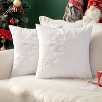 Wehilion Pillow Covers Christmas Decorative Snowflake Throw Canvas Embroidery Cushion Cases Decor Soft Pillowcases for Couch Sofa Bedroom Car set of 2(18x18in)
