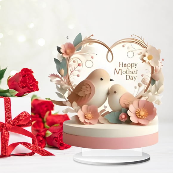 CY5O5ee Mom We Love You Mother'S Day Gift for Mom Grandma From Daughter Son Grandkids Acrylic Tabletop Centerpieces Collectible Decorative Figurine