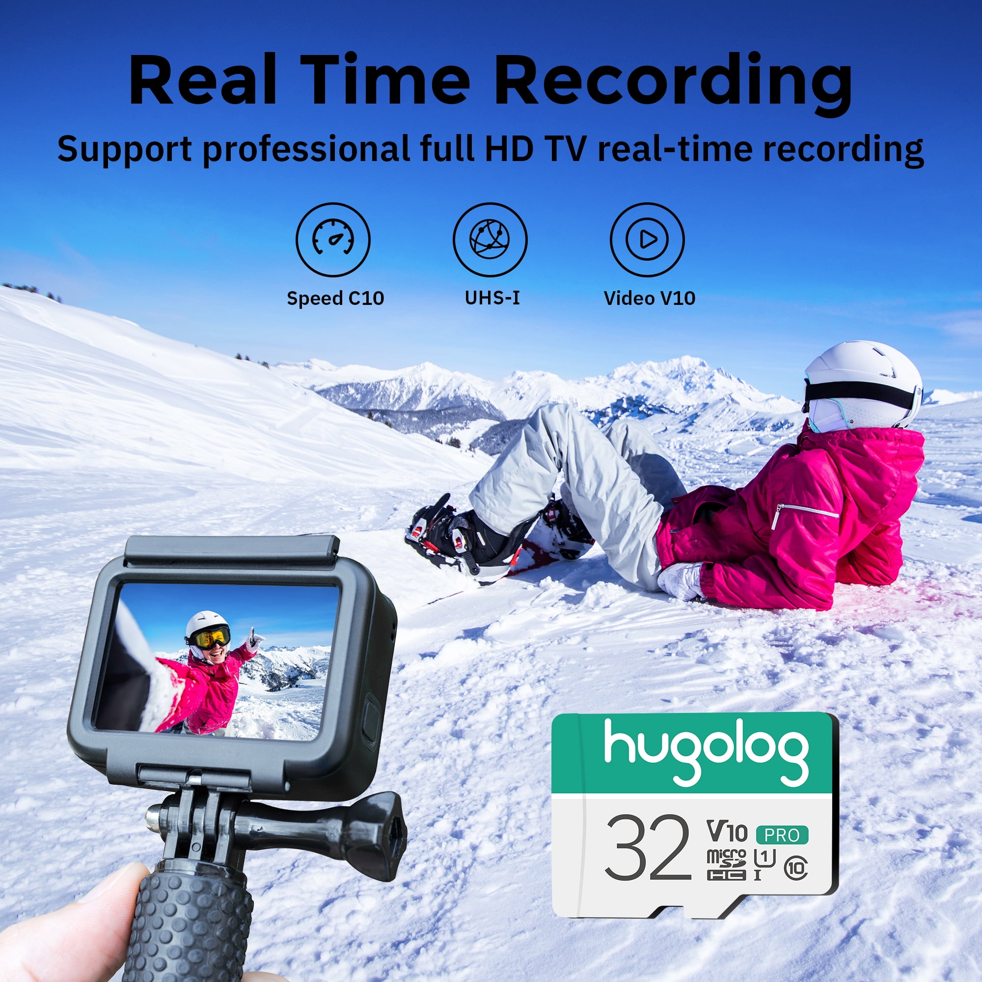 Hugolog 3 packs 32GB Micro SD Card, Micro SDXC UHS-I Memory Card – 95MB/S,633X,U3,C10, Full HD Video V30, A1, FAT32, High Speed Flash TF Card P500 for Phone/Tablet/PC