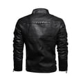 thumbnail image 3 of Men's Thick Vintage PU Leather Jacket, Youth Stand Collar Motorcycle Coat, Retro Style, Casual Wear, All Seasons, 3 of 10