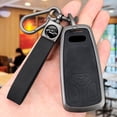 thumbnail image 3 of Metal Leather 3 Button Flip Key Fob Cover Fit for Audi A1 A3 2015 Q3 Q7 R8 A6L TT S6 Key Case Keyless with Leather Keychain, 3 of 5