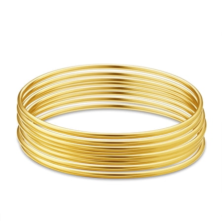 Brass Bangle Sets Real 24K Gold Plated 2-1/2 inches(6.5cm) 8pcs/set