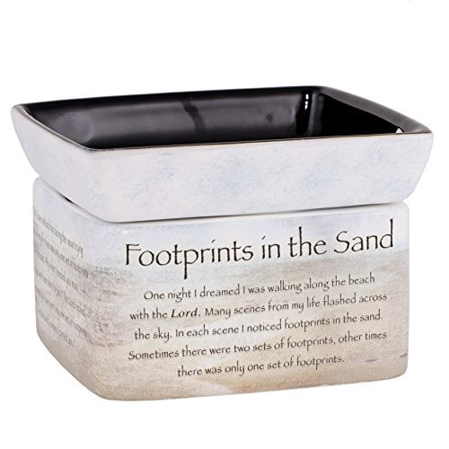 Footprints in the Sand Ceramic Stoneware Electric 2 in 1 Jar Candle and Wax a