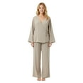 thumbnail image 3 of sususu Womens 2 Piece Sets,Fall Clothes V Neck Double Kimono Style Cardigan And Loose Solid Pants Women Trousers Suit Set for Casual and Wear - Khaki, 3 of 8