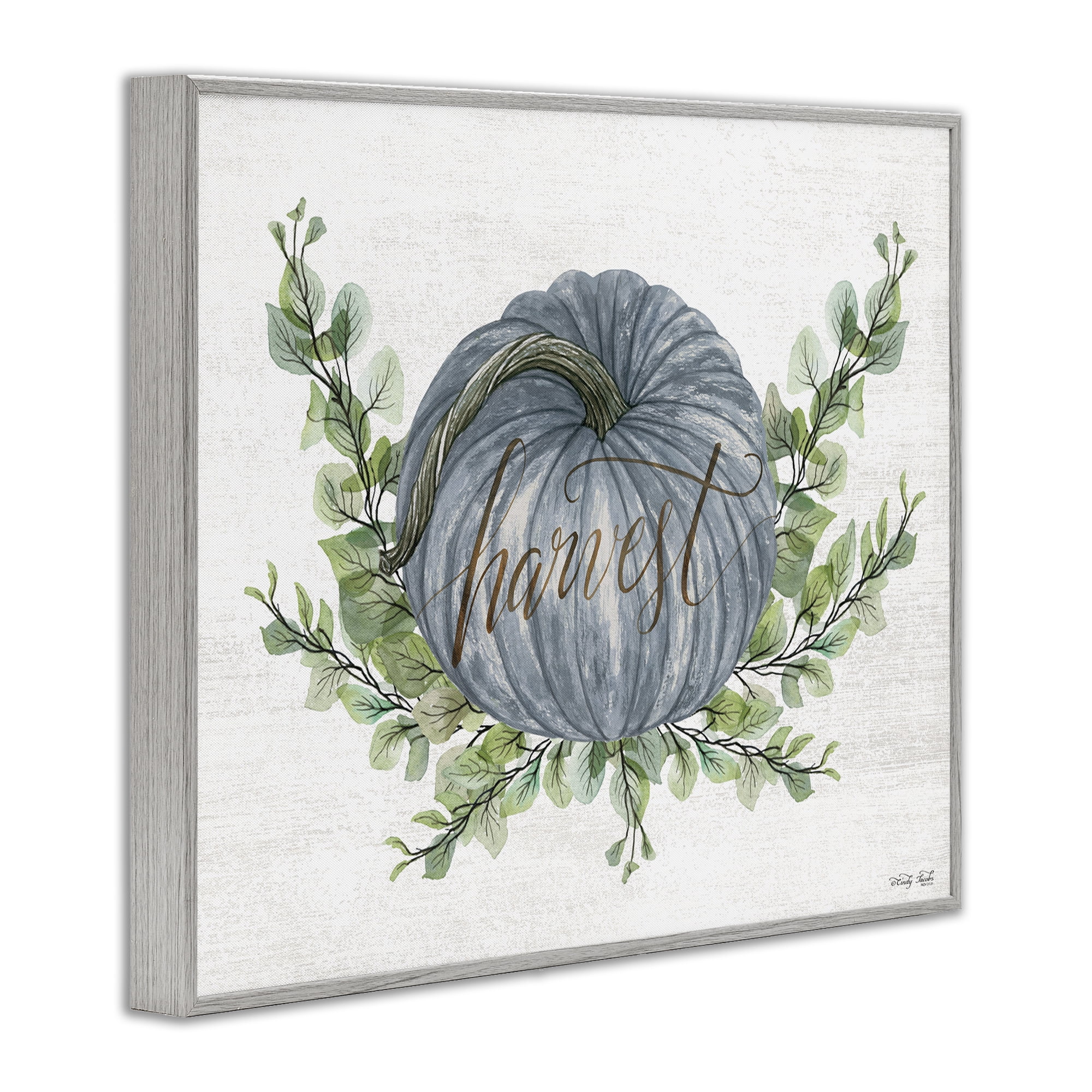 Stupell Industries Blue Harvest Pumpkin Food & Beverage Painting Gray Framed Art Print Wall Art, 30 x 24