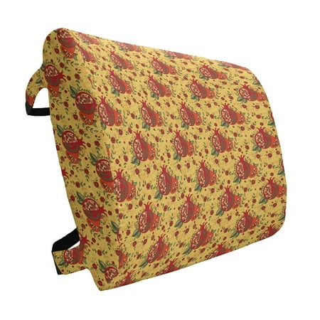 

Oriental Lumbar Pillow Middle East Pattern Happy New Year in Hebrew Letters Apple Pomegranate Soft Back Cushion for Office Chairs with Adjustable Straps 14 x 13 Multicolor by Ambesonne